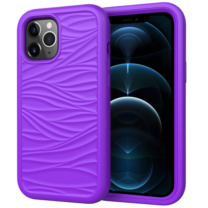 Para iPhone 12 Pro Max Wave Pattern 3 en 1 Funda protectora de silicona + PC a prueba de golpes, For iPhone 12 Pro Max