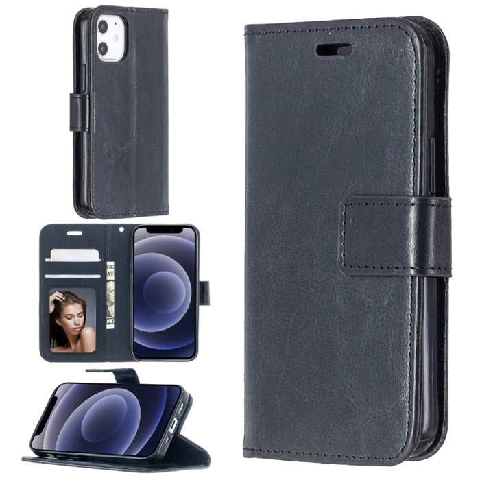 Para iPhone 12 Crazy Horse Texture Funda de cuero con tapa horizontal con soporte y ranuras para tarjetas y billetera y marco de fotos, For iPhone 12 mini