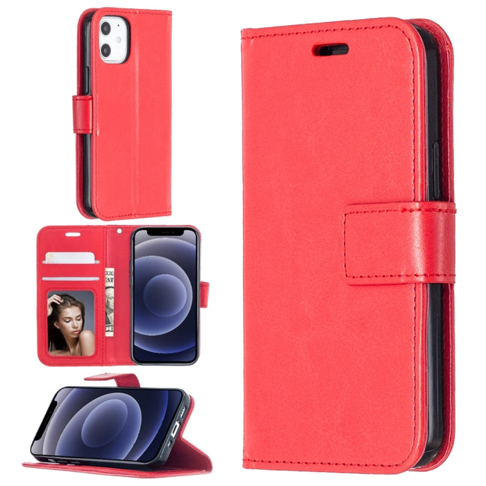Para iPhone 12 Crazy Horse Texture Funda de cuero con tapa horizontal con soporte y ranuras para tarjetas y billetera y marco de fotos, For iPhone 12 mini
