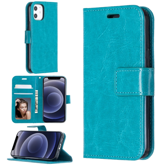 Para iPhone 12 Crazy Horse Texture Funda de cuero con tapa horizontal con soporte y ranuras para tarjetas y billetera y marco de fotos, For iPhone 12 mini