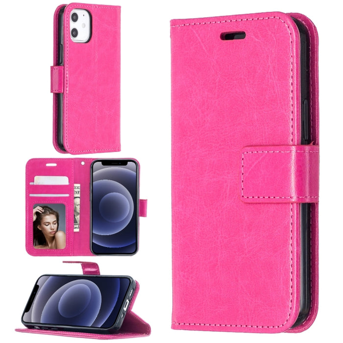 Para iPhone 12 Crazy Horse Texture Funda de cuero con tapa horizontal con soporte y ranuras para tarjetas y billetera y marco de fotos, For iPhone 12 mini