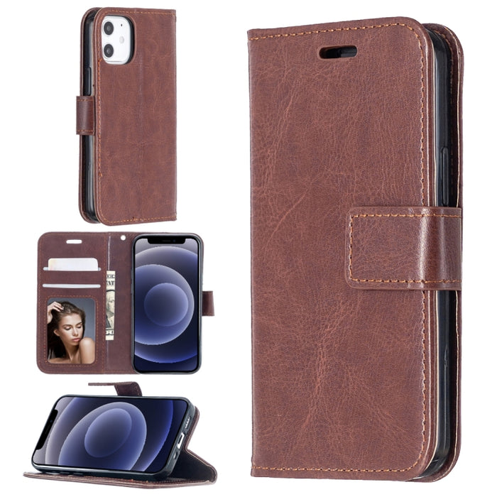 Para iPhone 12 Crazy Horse Texture Funda de cuero con tapa horizontal con soporte y ranuras para tarjetas y billetera y marco de fotos, For iPhone 12 mini