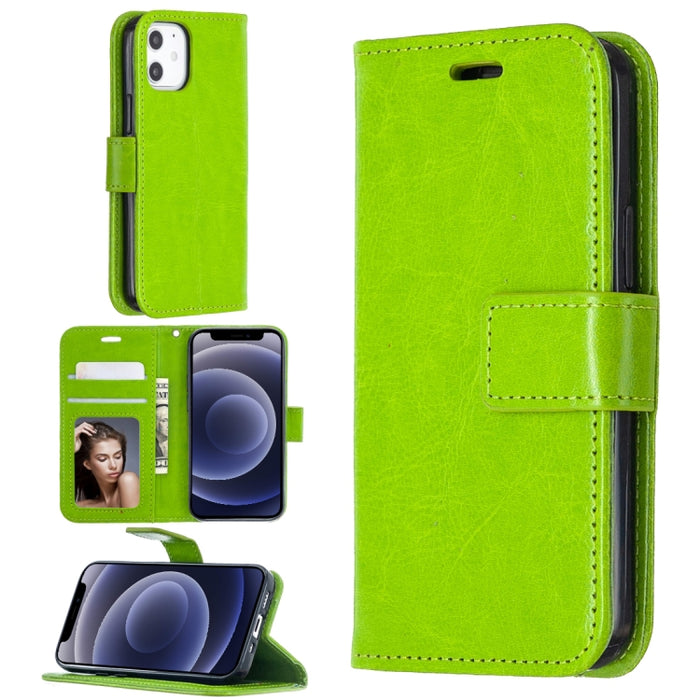 Para iPhone 12 Crazy Horse Texture Funda de cuero con tapa horizontal con soporte y ranuras para tarjetas y billetera y marco de fotos, For iPhone 12 mini