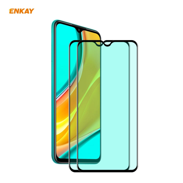 2 uds ENKAY Hat-Prince 0,26mm 9H 6D pantalla completa curvada protección ocular película verde Protector de vidrio templado, For Xiaomi Redmi Note 8 Pro, For Xiaomi Redmi Note 9S/Note 9 Pro, For Redmi 10X 4G/Redmi Note 9, For Xiaomi Redmi 9 / 9A / 9C  ...
