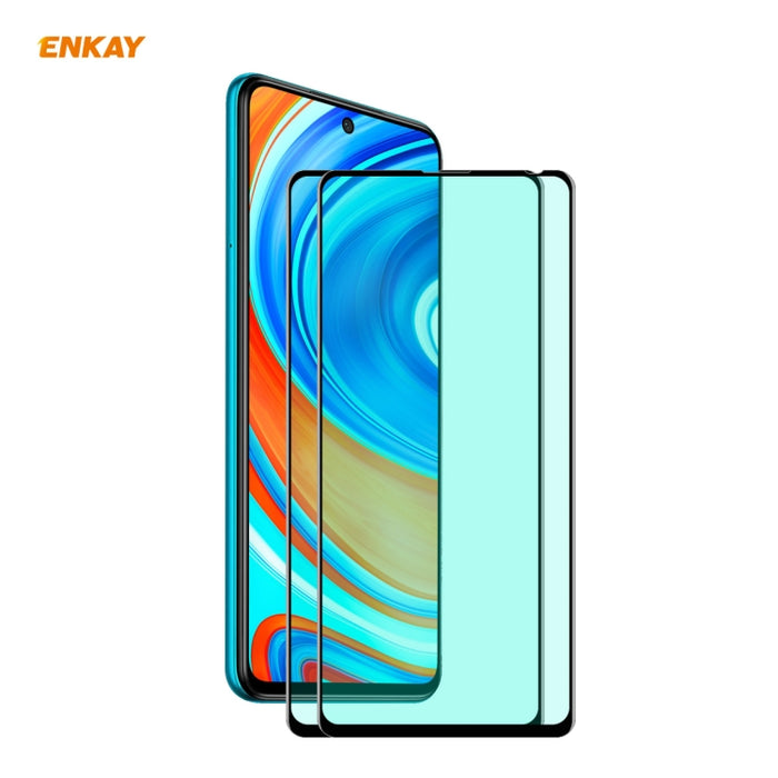 2 uds ENKAY Hat-Prince 0,26mm 9H 6D pantalla completa curvada protección ocular película verde Protector de vidrio templado, For Xiaomi Redmi Note 8 Pro, For Xiaomi Redmi Note 9S/Note 9 Pro, For Redmi 10X 4G/Redmi Note 9, For Xiaomi Redmi 9 / 9A / 9C  ...