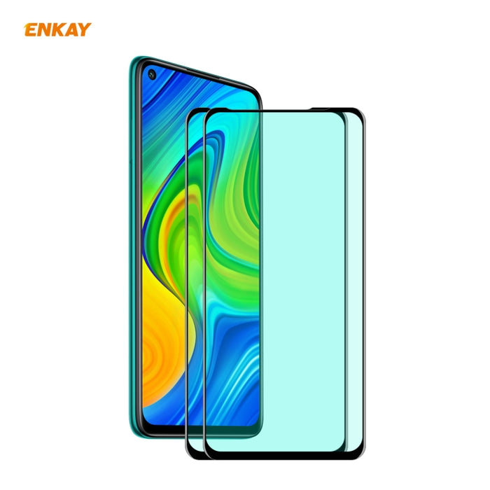 2 uds ENKAY Hat-Prince 0,26mm 9H 6D pantalla completa curvada protección ocular película verde Protector de vidrio templado, For Xiaomi Redmi Note 8 Pro, For Xiaomi Redmi Note 9S/Note 9 Pro, For Redmi 10X 4G/Redmi Note 9, For Xiaomi Redmi 9 / 9A / 9C  ...