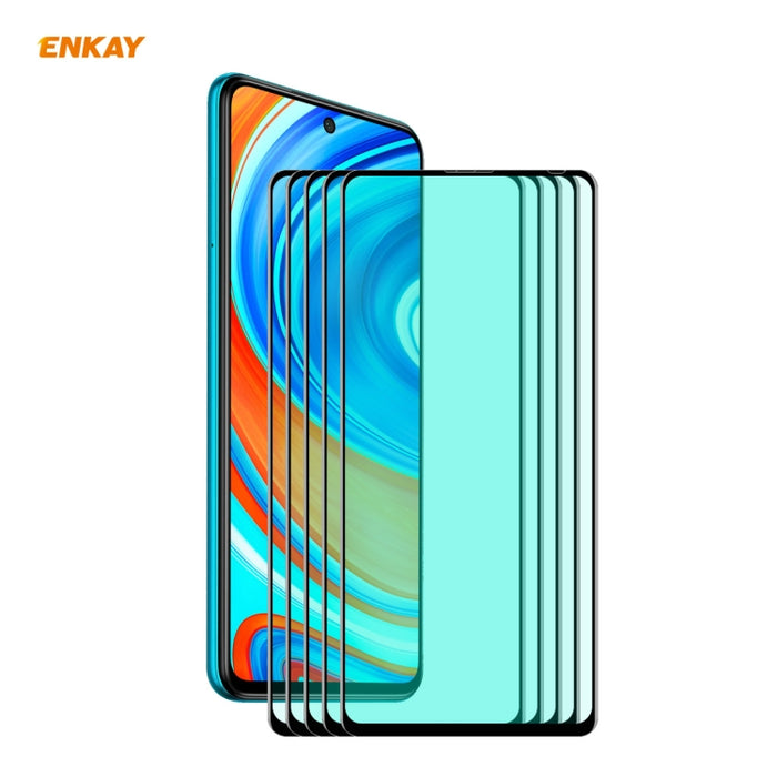 5 uds ENKAY Hat-Prince 0,26mm 9H 6D pantalla completa curvada protección ocular película verde Protector de vidrio templado, For Xiaomi Redmi Note 8 Pro, For Redmi Note 9S/Note 9 Pro, For Redmi 10X 4G/Redmi Note 9, For Xiaomi Redmi 9 / 9A / 9C         ...