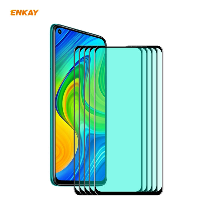 5 uds ENKAY Hat-Prince 0,26mm 9H 6D pantalla completa curvada protección ocular película verde Protector de vidrio templado, For Xiaomi Redmi Note 8 Pro, For Redmi Note 9S/Note 9 Pro, For Redmi 10X 4G/Redmi Note 9, For Xiaomi Redmi 9 / 9A / 9C         ...