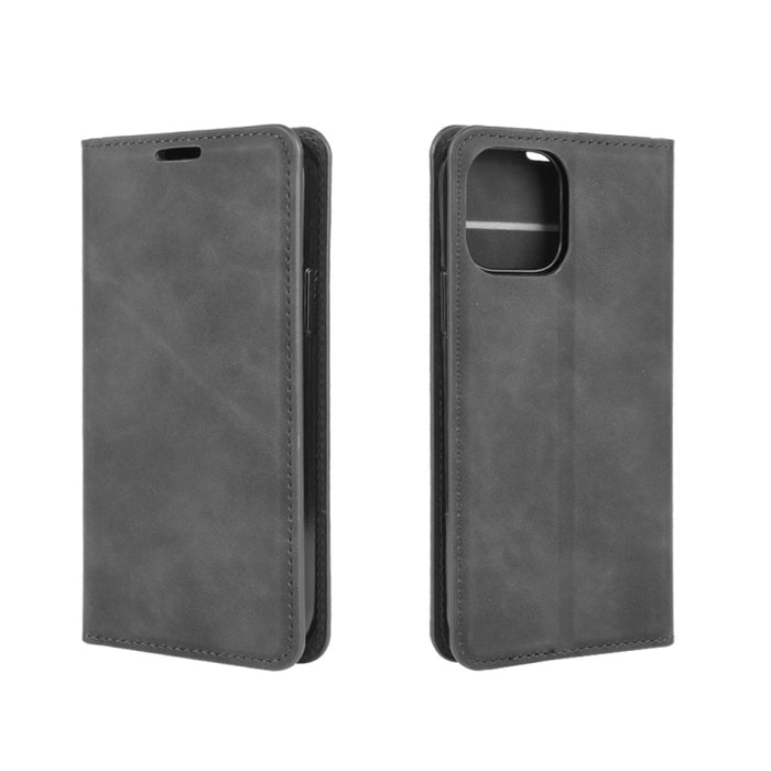 Para iPhone 12 Pro Max Retro-skin Business Funda de cuero con succión magnética con soporte y ranuras para tarjetas y billetera, For iPhone 12 Pro Max