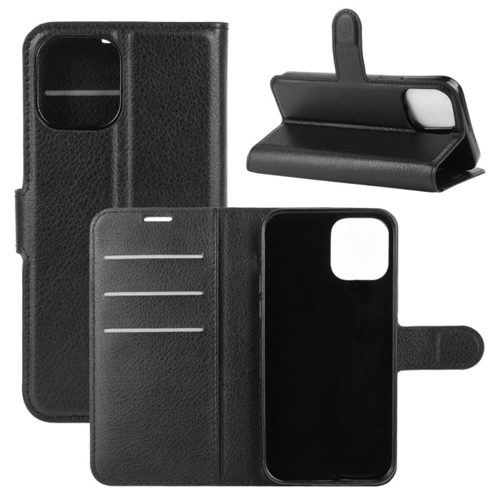Para iPhone 12 Pro Max Litchi Texture Funda protectora con tapa horizontal con soporte y ranuras para tarjetas y billetera, For iPhone 12 Pro Max