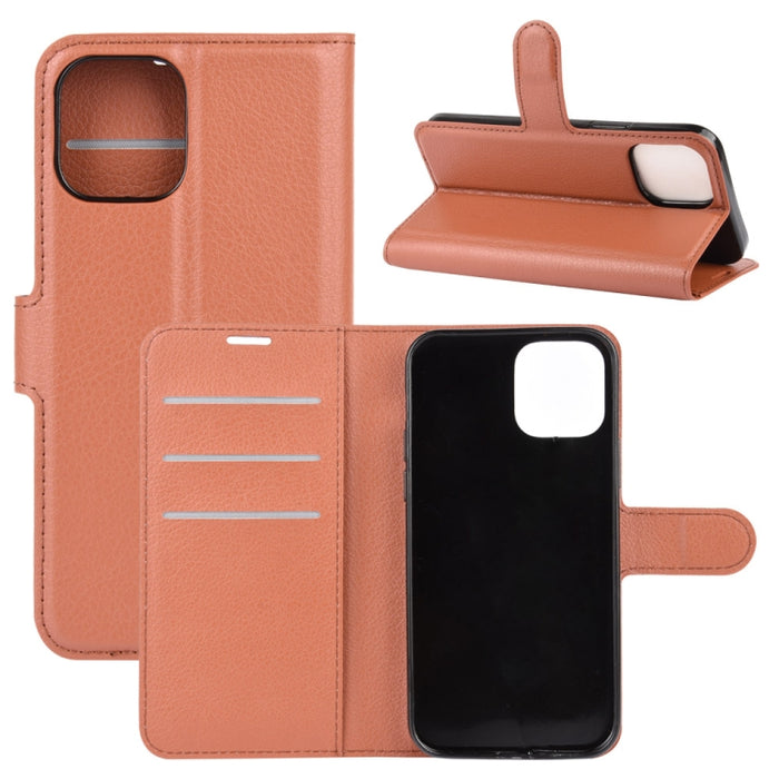 Para iPhone 12 Pro Max Litchi Texture Funda protectora con tapa horizontal con soporte y ranuras para tarjetas y billetera, For iPhone 12 Pro Max