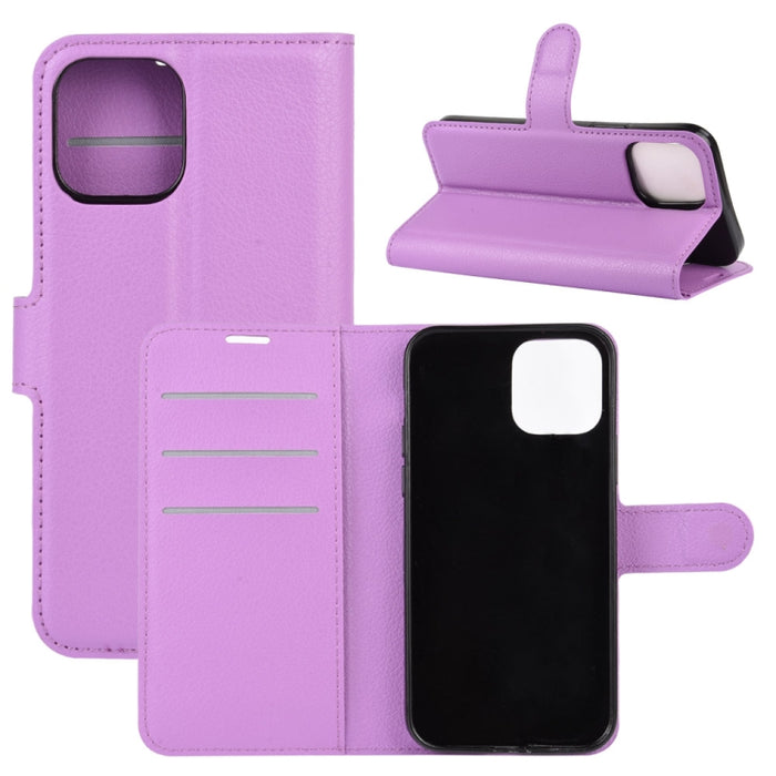 Para iPhone 12 Litchi Texture Funda protectora con tapa horizontal con soporte y ranuras para tarjetas y billetera, For iPhone 12 mini
