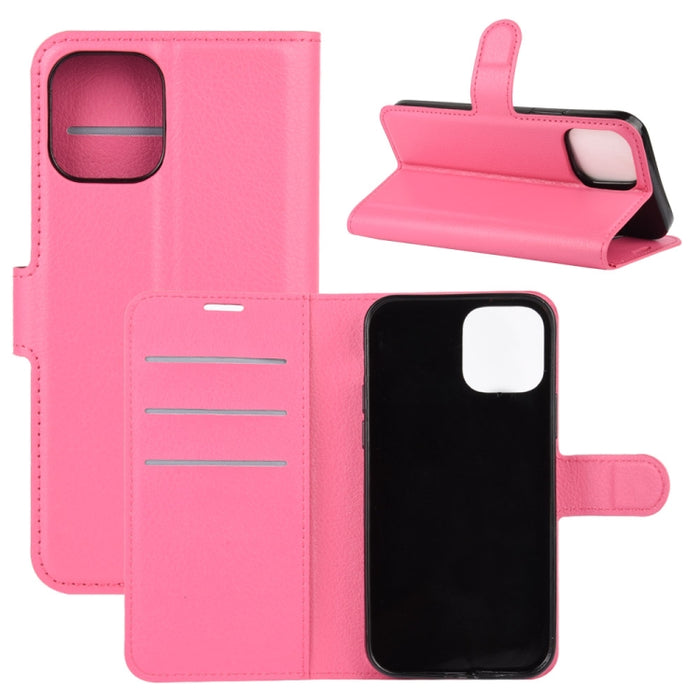 Para iPhone 12 Litchi Texture Funda protectora con tapa horizontal con soporte y ranuras para tarjetas y billetera, For iPhone 12 mini