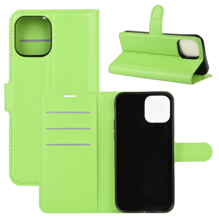 Para iPhone 12 Litchi Texture Funda protectora con tapa horizontal con soporte y ranuras para tarjetas y billetera, For iPhone 12 mini