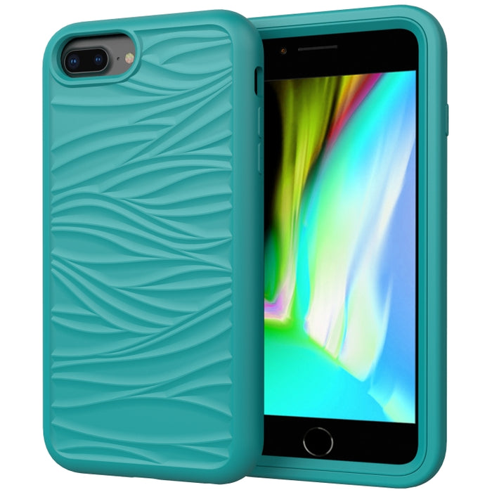 Para iPhone 6/7/8G Patrón de onda 3 en 1 Funda protectora de silicona + PC a prueba de golpes