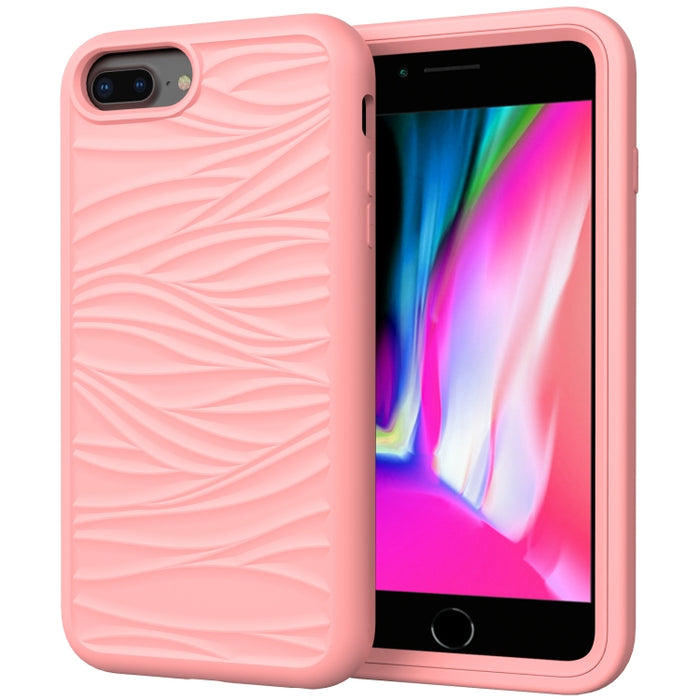 Para iPhone 6/7/8G Patrón de onda 3 en 1 Funda protectora de silicona + PC a prueba de golpes