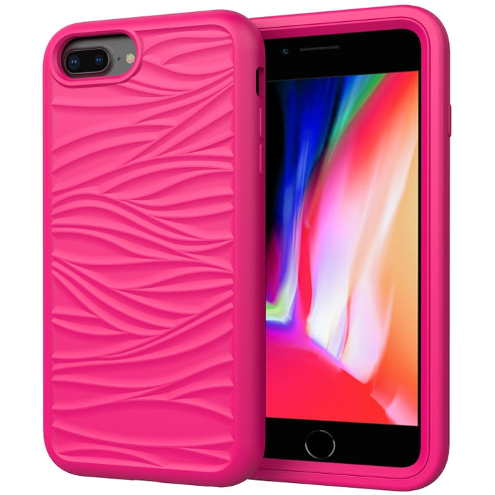 Para iPhone 6/7/8G Patrón de onda 3 en 1 Funda protectora de silicona + PC a prueba de golpes