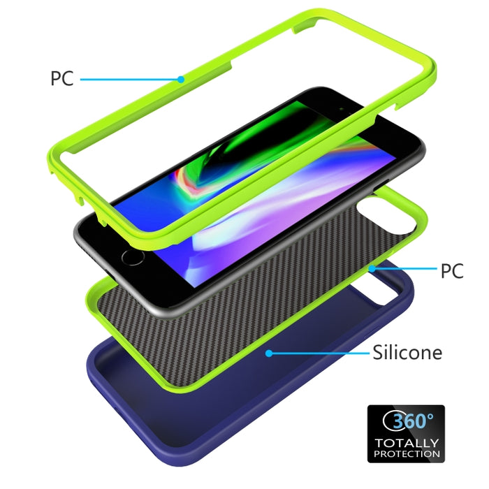 Para iPhone SE (2020) Patrón de onda 3 en 1 Funda protectora de silicona + PC a prueba de golpes