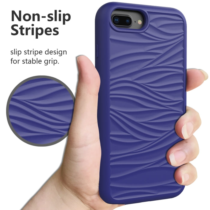Para iPhone SE (2020) Patrón de onda 3 en 1 Funda protectora de silicona + PC a prueba de golpes