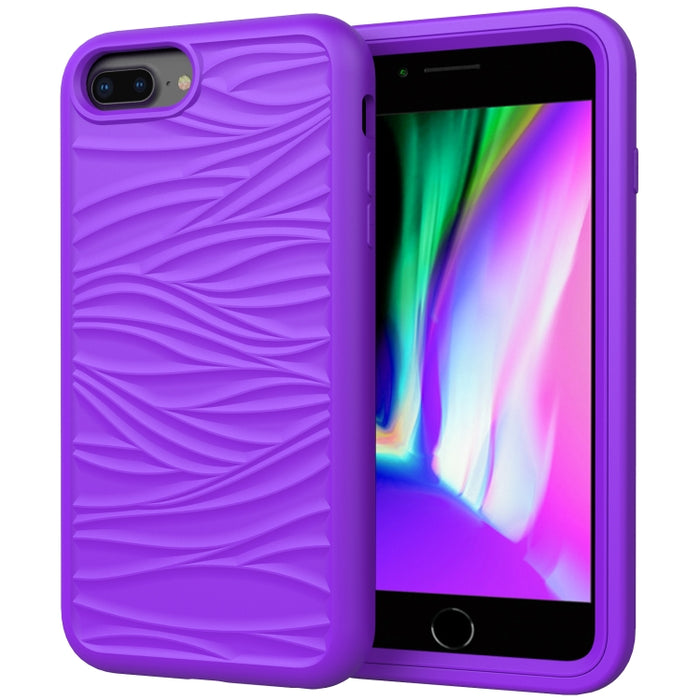 Para iPhone SE (2020) Patrón de onda 3 en 1 Funda protectora de silicona + PC a prueba de golpes