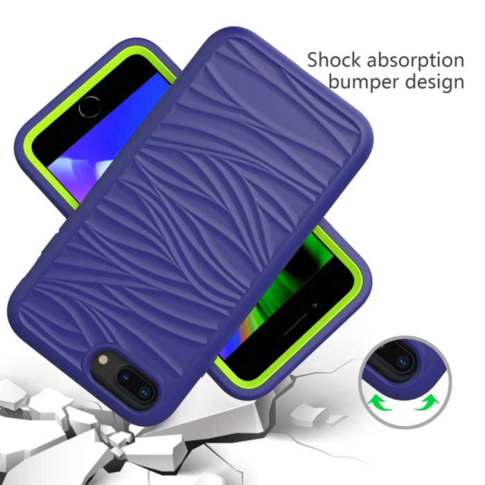 Para iPhone 6/7/8 Plus Wave Pattern 3 en 1 Funda protectora de silicona + PC a prueba de golpes