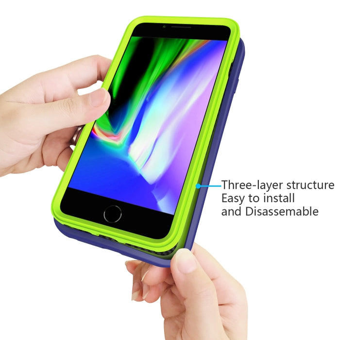 Para iPhone 6/7/8 Plus Wave Pattern 3 en 1 Funda protectora de silicona + PC a prueba de golpes