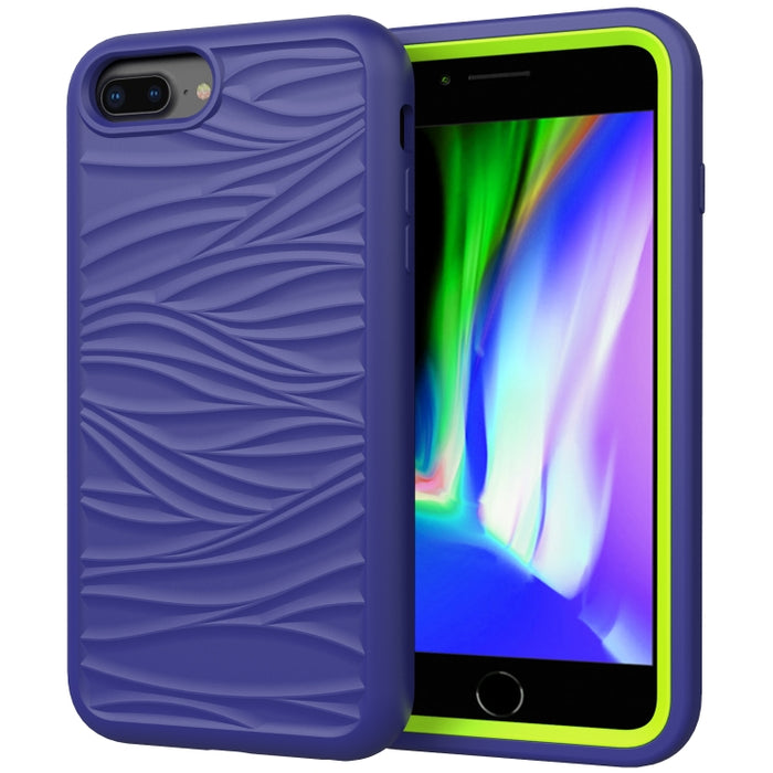 Para iPhone 6/7/8 Plus Wave Pattern 3 en 1 Funda protectora de silicona + PC a prueba de golpes