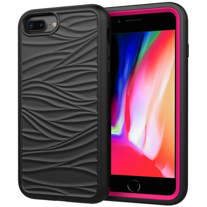 Para iPhone 6/7/8 Plus Wave Pattern 3 en 1 Funda protectora de silicona + PC a prueba de golpes
