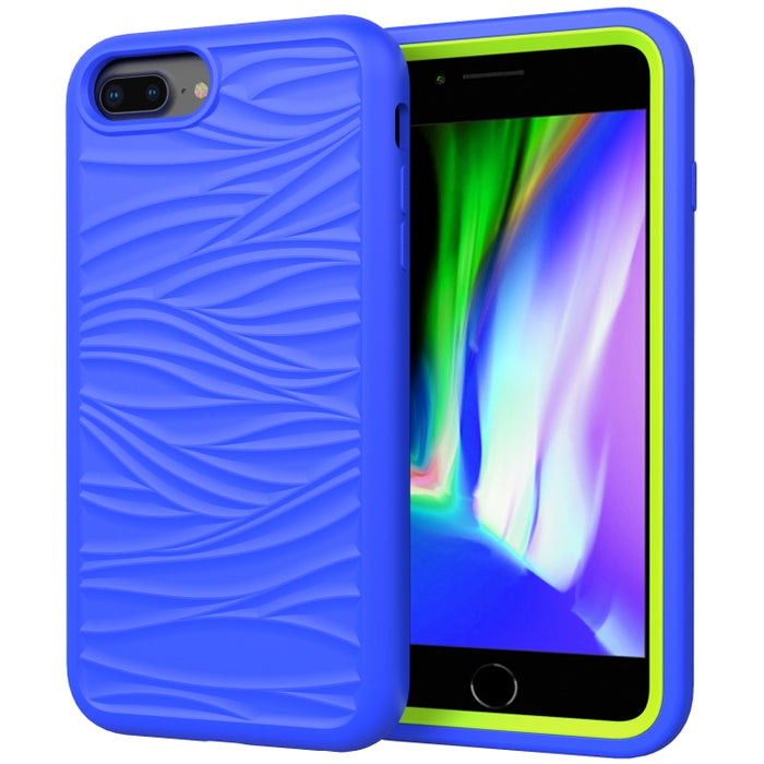 Para iPhone 6/7/8 Plus Wave Pattern 3 en 1 Funda protectora de silicona + PC a prueba de golpes
