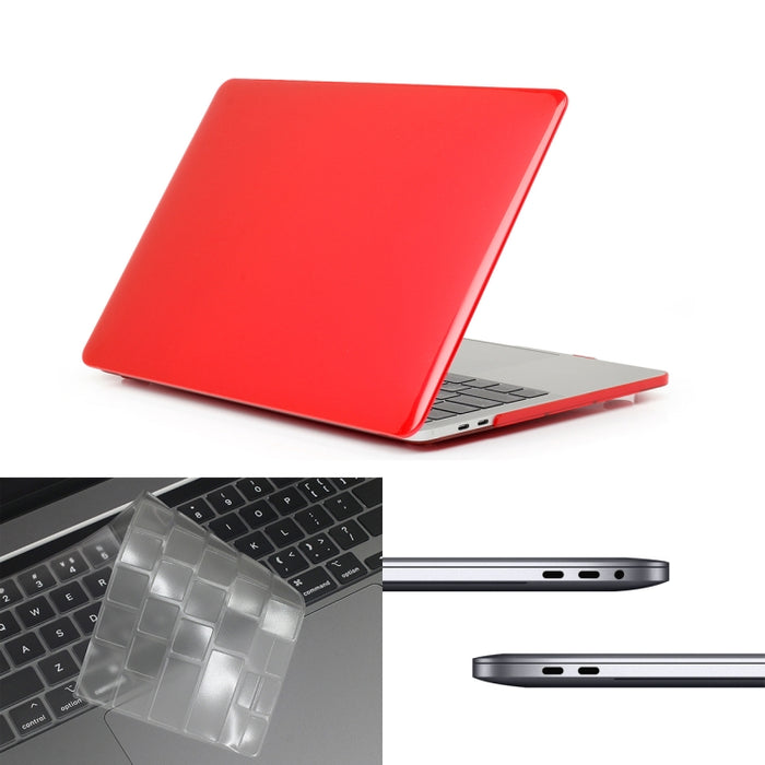 ENKAY Hat-Prince 3 en 1 para MacBook Pro 13 pulgadas A2289 / A2251 (2020) Estuche protector de carcasa dura de cristal + Versión europea Funda protectora de teclado ultrafina de TPU + Juego de tapones antipolvo                                          ...