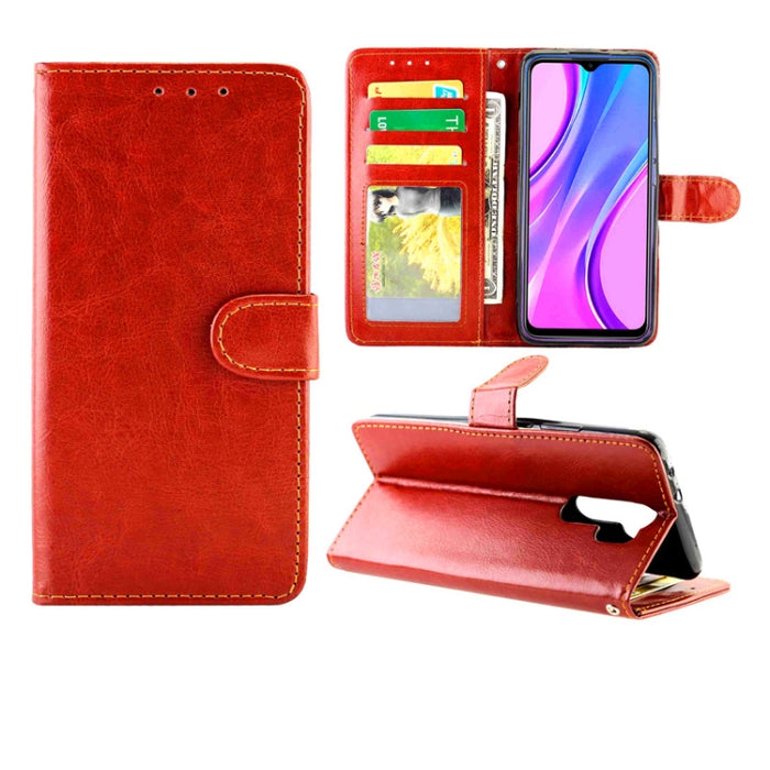 Estuche protector con tapa horizontal de cuero con textura de caballo loco con soporte y ranuras para tarjetas y billetera y marco de fotos, For Xiaomi Redmi 9, For Xiaomi Redmi 9A, For Xiaomi Redmi 9C, For OPPO Reno4, For Nokia C1