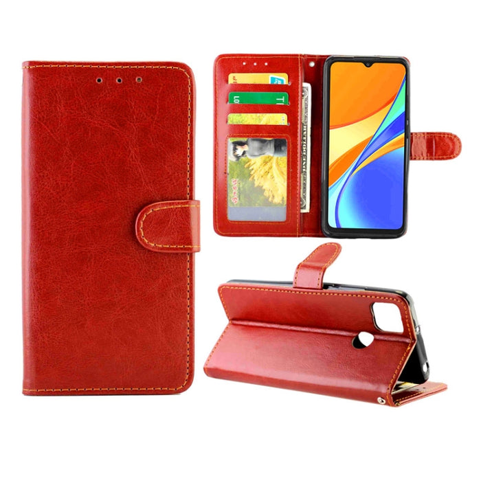 Estuche protector con tapa horizontal de cuero con textura de caballo loco con soporte y ranuras para tarjetas y billetera y marco de fotos, For Xiaomi Redmi 9, For Xiaomi Redmi 9A, For Xiaomi Redmi 9C, For OPPO Reno4, For Nokia C1