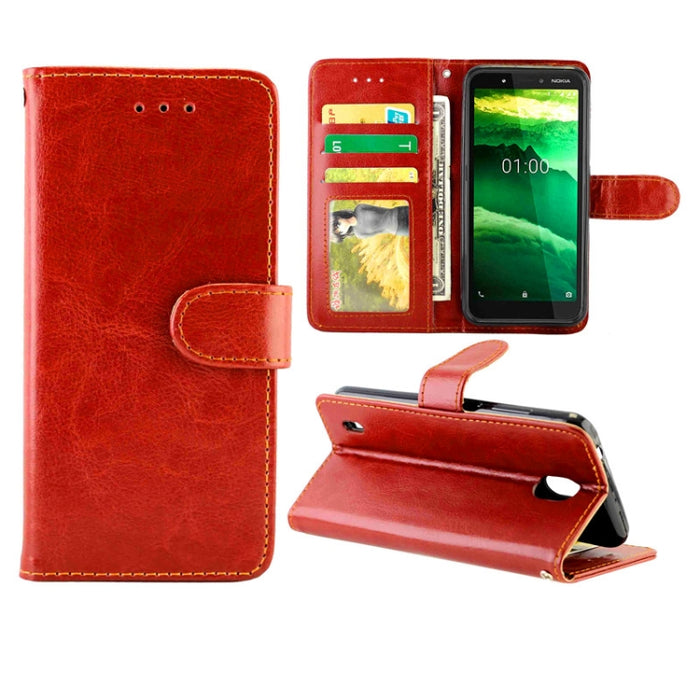 Estuche protector con tapa horizontal de cuero con textura de caballo loco con soporte y ranuras para tarjetas y billetera y marco de fotos, For Xiaomi Redmi 9, For Xiaomi Redmi 9A, For Xiaomi Redmi 9C, For OPPO Reno4, For Nokia C1