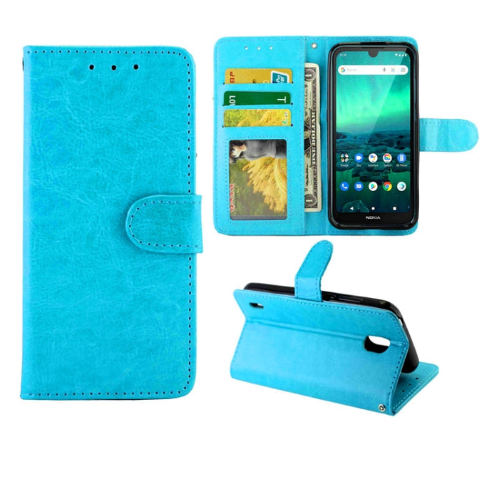 Estuche protector con tapa horizontal de cuero con textura de caballo loco con soporte y ranuras para tarjetas y billetera y marco de fotos, For Xiaomi Redmi 9, For Xiaomi Redmi 9A, For Xiaomi Redmi 9C, For OPPO Reno4, For Nokia C1