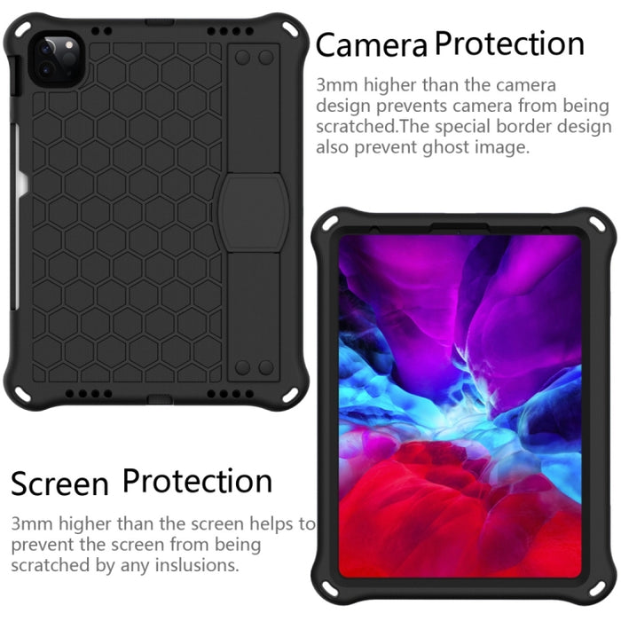 Diseño de nido de abeja EVA + Material de PC Cáscara protectora plana anticaída de cuatro esquinas con correa, For iPad Air 2022 / 2020 10.9