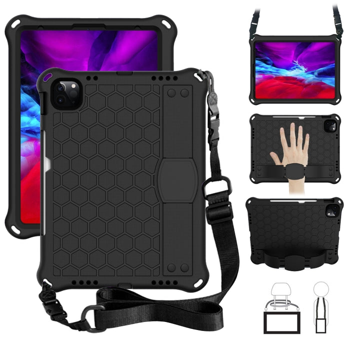 Diseño de nido de abeja EVA + Material de PC Cáscara protectora plana anticaída de cuatro esquinas con correa, For iPad Air 2022 / 2020 10.9