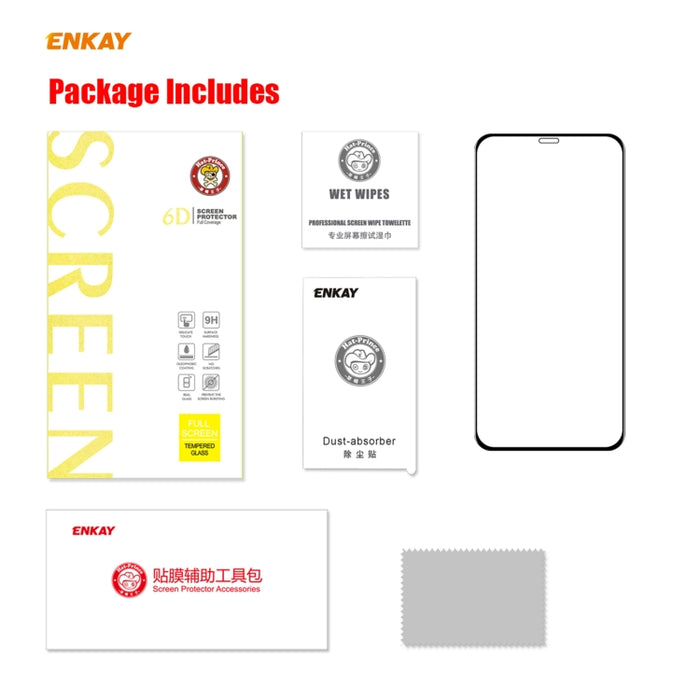 ENKAY Hat-Prince 0.26mm 9H 6D Protector de vidrio templado de cobertura total curvo, For iPhone 12 mini, For iPhone 12 / 12 Pro, For iPhone 12 Pro Max