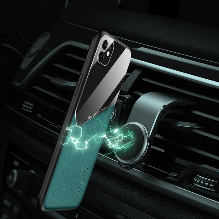 Estuche todo incluido de cuero + vidrio orgánico para teléfono con chapa de hierro, For iPhone 12 mini, For iPhone 12, For iPhone 12 Pro Max