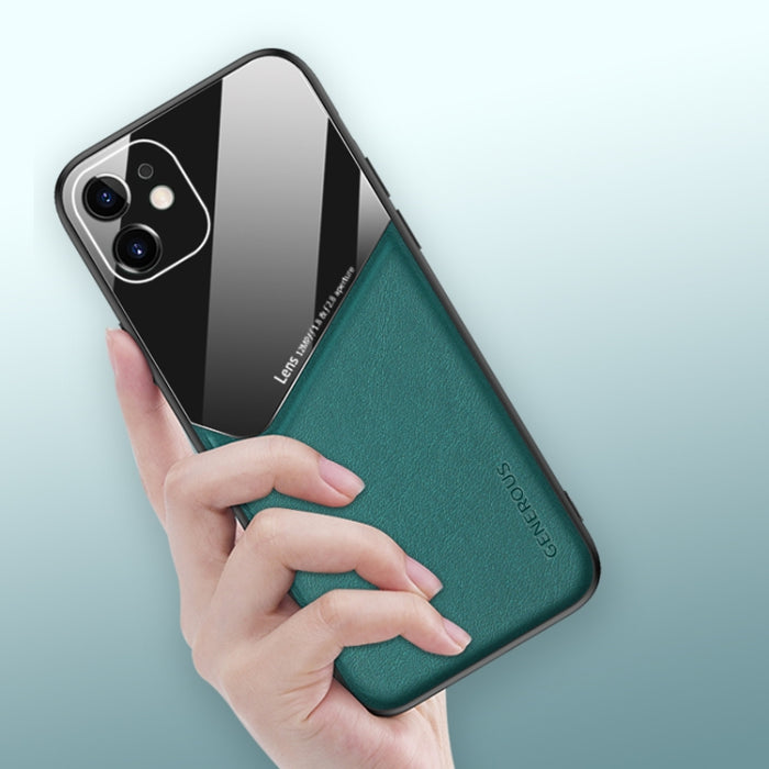 Estuche todo incluido de cuero + vidrio orgánico para teléfono con chapa de hierro, For iPhone 12 mini, For iPhone 12, For iPhone 12 Pro Max