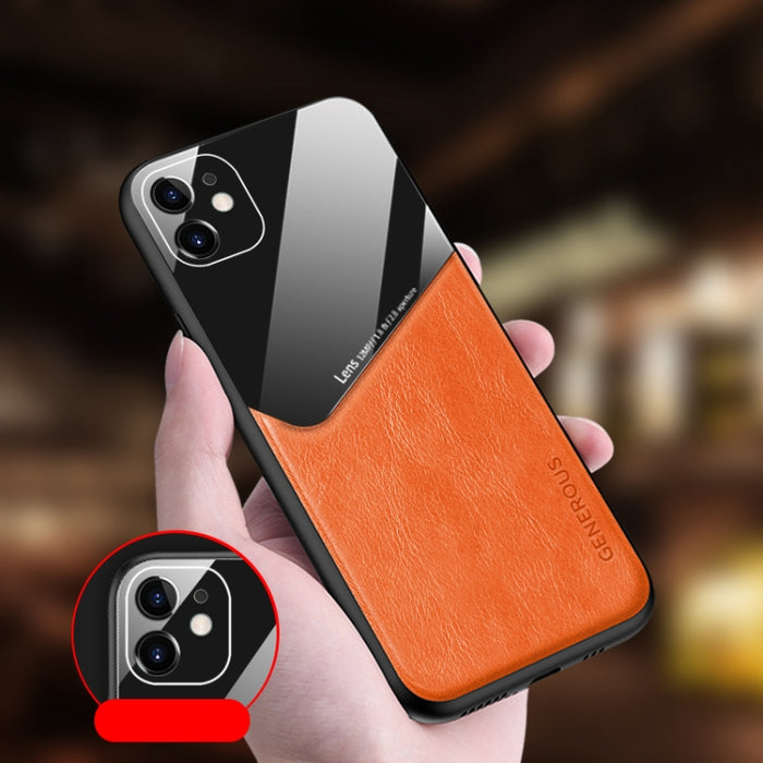 Estuche todo incluido de cuero + vidrio orgánico para teléfono con chapa de hierro, For iPhone 12 mini, For iPhone 12, For iPhone 12 Pro Max