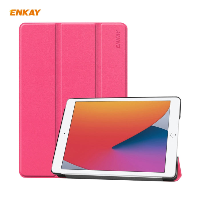 Para iPad 10.2 2020 / 2019 ENKAY ENK-8014 Funda inteligente de cuero PU + plástico con soporte de tres pliegues