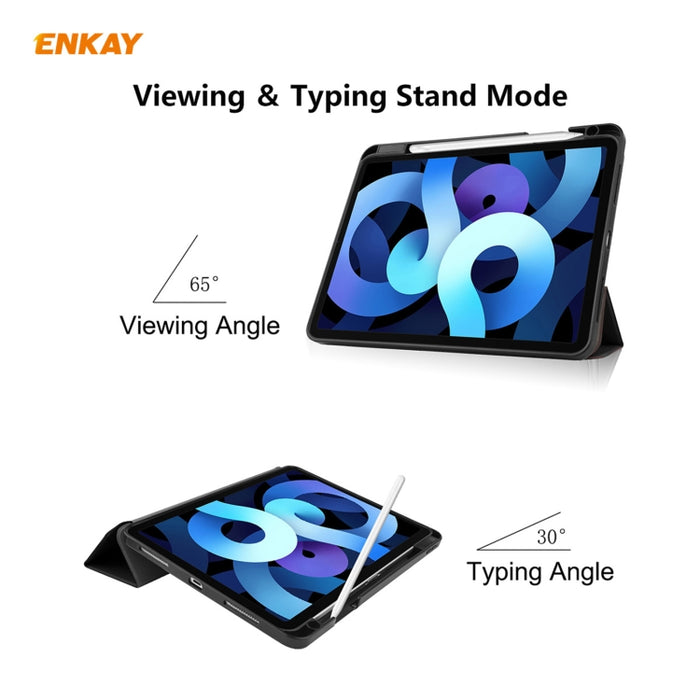 Para iPad Air 2020 10.9 / iPad Pro 11 2018 ENKAY ENK-8015 Funda inteligente de cuero PU + TPU con ranura para bolígrafo, For iPad Air 11 2024 / Pro 11 2018 / Air 10.9 2022