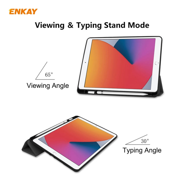 Para iPad 10.2 2020 / 2019 ENKAY ENK-8016 Funda inteligente de cuero PU + TPU con ranura para bolígrafo, For iPad 10.2 2021 / 2020 / 2019