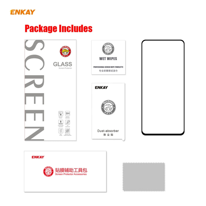 ENKAY Hat-Prince Full Glue 0.26mm 9H 2.5D Película de cobertura total de vidrio templado, For Samsung Galaxy M51, For Samsung Galaxy A42 5G, For Xiaomi Poco X3 / X3 NFC