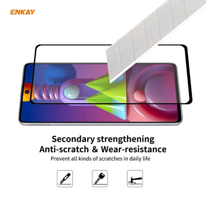 2 PCS ENKAY Hat-Prince Full Glue 0.26mm 9H 2.5D Película de cobertura total de vidrio templado, For Samsung Galaxy M51, For Samsung Galaxy A42 5G, For Xiaomi Poco X3 / X3 NFC
