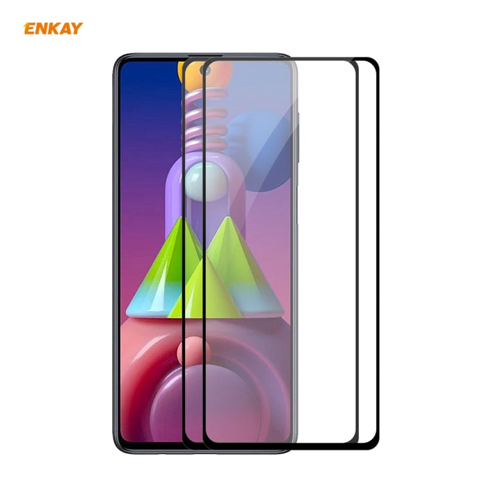 2 PCS ENKAY Hat-Prince Full Glue 0.26mm 9H 2.5D Película de cobertura total de vidrio templado, For Samsung Galaxy M51, For Samsung Galaxy A42 5G, For Xiaomi Poco X3 / X3 NFC