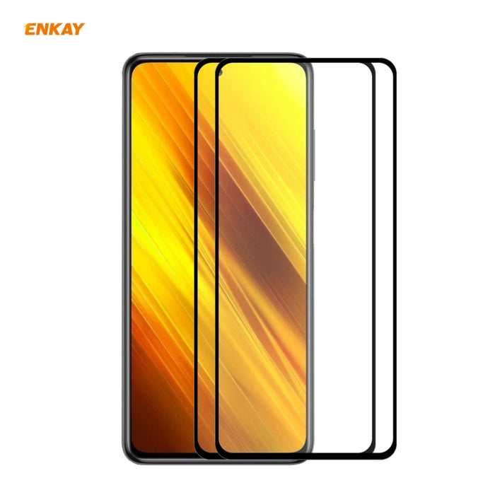 2 PCS ENKAY Hat-Prince Full Glue 0.26mm 9H 2.5D Película de cobertura total de vidrio templado, For Samsung Galaxy M51, For Samsung Galaxy A42 5G, For Xiaomi Poco X3 / X3 NFC