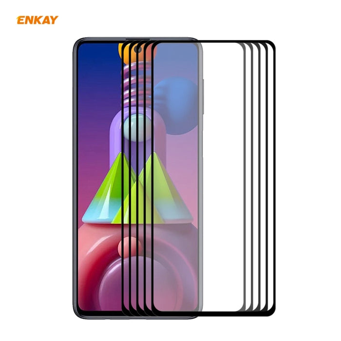 5 PCS ENKAY Hat-Prince Full Glue 0.26mm 9H 2.5D Película de cobertura total de vidrio templado, For Samsung Galaxy M51, For Samsung Galaxy A42 5G, For Xiaomi Poco X3 / X3 NFC