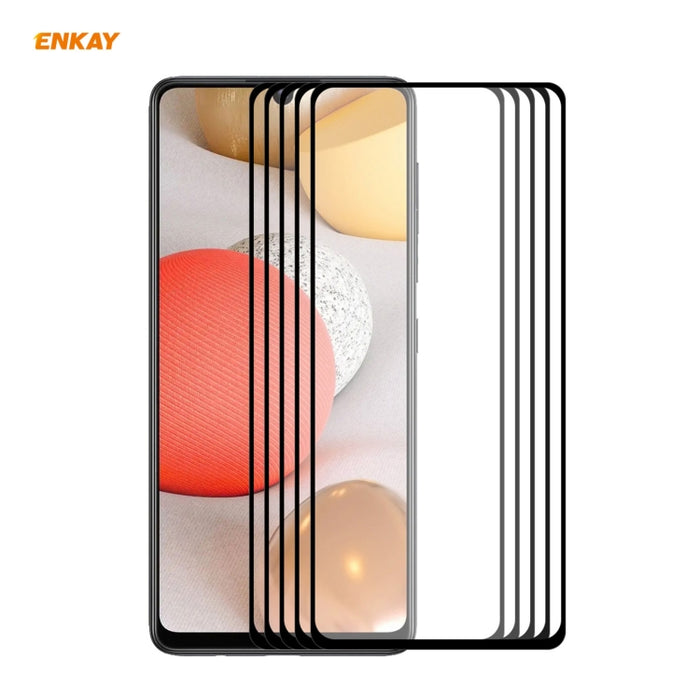 5 PCS ENKAY Hat-Prince Full Glue 0.26mm 9H 2.5D Película de cobertura total de vidrio templado, For Samsung Galaxy M51, For Samsung Galaxy A42 5G, For Xiaomi Poco X3 / X3 NFC