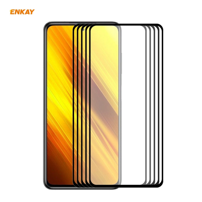 5 PCS ENKAY Hat-Prince Full Glue 0.26mm 9H 2.5D Película de cobertura total de vidrio templado, For Samsung Galaxy M51, For Samsung Galaxy A42 5G, For Xiaomi Poco X3 / X3 NFC